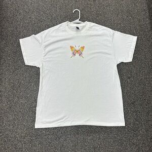 Colorful butterfly white T-shirt